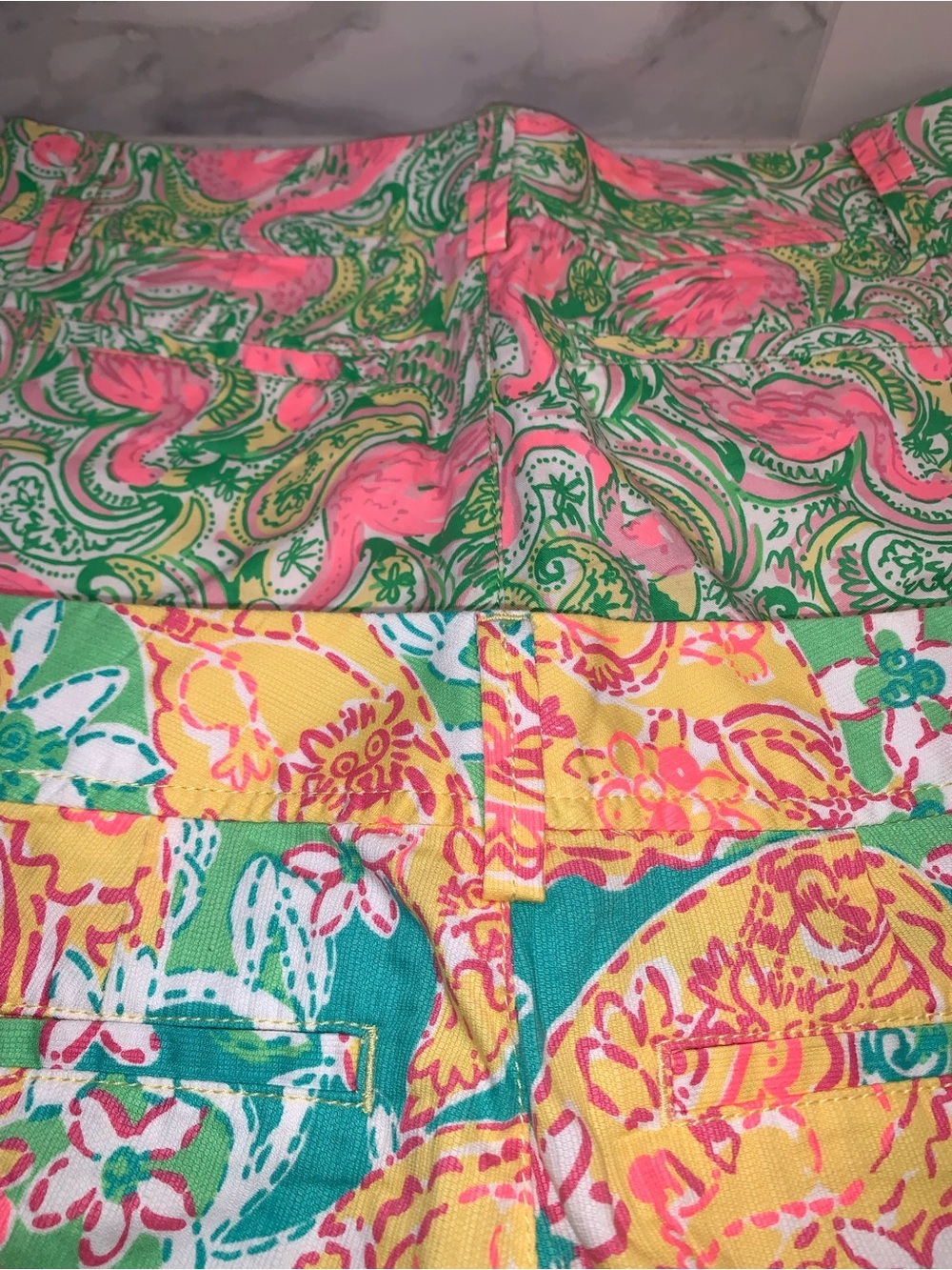 NEW Lilly Pulitzer Teal, Yellow & Pink Paisley Walsh Shorts Size 000 Set - Picture 16 of 16